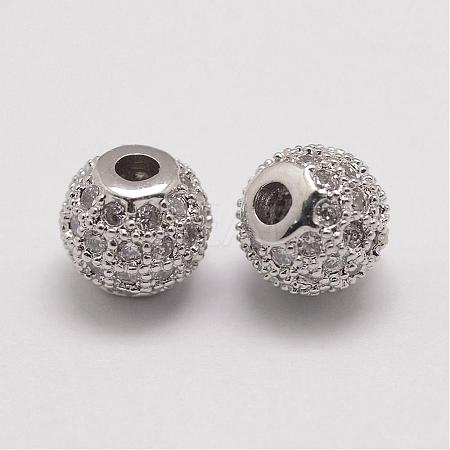 Brass Micro Pave Cubic Zirconia Beads ZIRC-E110-03P-1