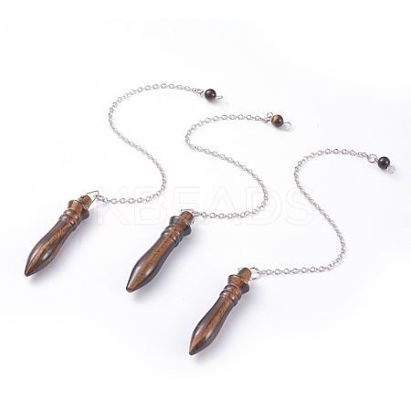 Natural Tiger Eye Pointed Dowsing Pendulums G-J386-A06-1
