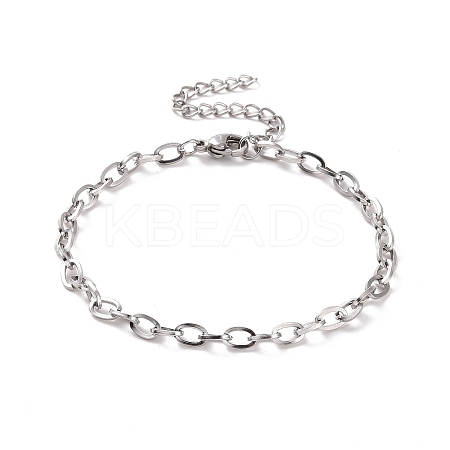 304 Stainless Steel Cable Chain Bracelet for Men Women BJEW-E031-05C-P-1