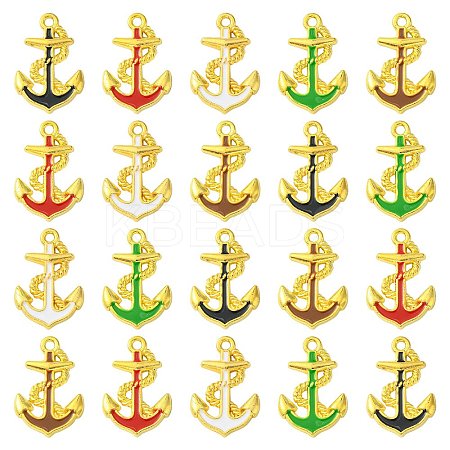 25Pcs 5 Colors Alloy Enamel Pendants ENAM-CJ0004-01-1