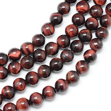 Natural Red Tiger Eye Bead Strands G-R345-6mm-37-1