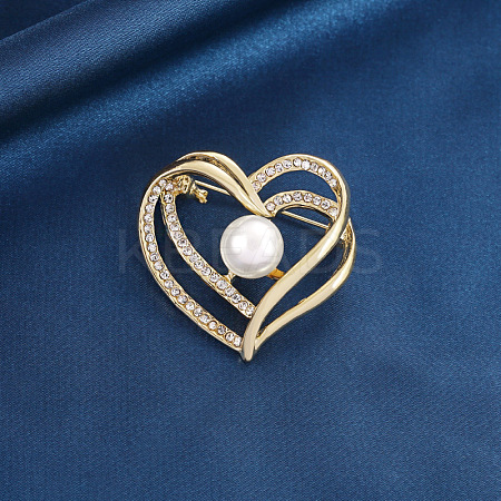 Heart Alloy Rhinestone Brooches for Women PW-WGCAEA0-01-1