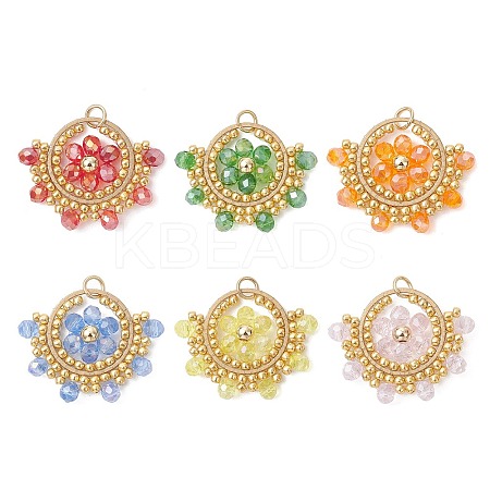 6Pcs Glass Pendans PALLOY-MZ01222-1