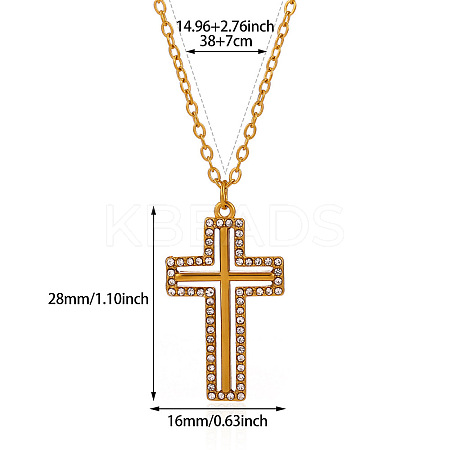 304 Stainless Steel Crystal Rhinestone Pendant Necklaces WG7CB52-02-1