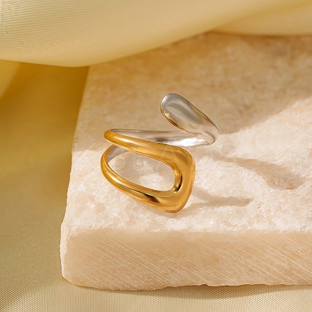 Adjustable 304 Stainless Steel Cuff Rings for Women LS-RJEW-B135-01GP-01-1