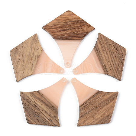 Opaque Resin & Walnut Wood Pendants RESI-S389-055A-C02-1