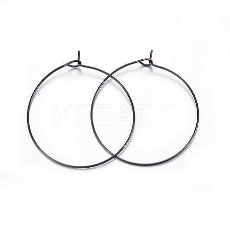 304 Stainless Steel Hoop Earring Settings Ion Plating(IP) STAS-H467-01B-35MM-1