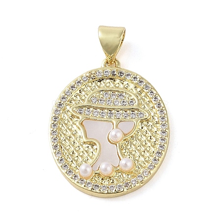 Brass Micro Pave Clear Cubic Zirconia Pendants KK-Q813-11B-G-1