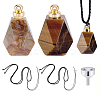 DIY Natural Tiger Eye & Indian Agate Octagon Perfume Bottle Pendant Necklaces Making Kits DIY-GA0007-76-1
