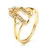Clear Cubic Zirconia Initial Letter with Crown Adjustable Ring RJEW-M139-17U-1
