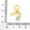 Brass Micro Pave Clear Cubic Zirconia European Dangle Charms KK-F904-03C-G-3