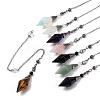 Natural & Synthetic Gemstone Rhombus Faceted Poined Dowsing Pendulums G-Q184-05AS-1