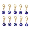 10Pcs Flat Round Handmade Evil Eye Lampwork Pendant Decorations HJEW-JM03489-05-2