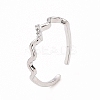 Clear Cubic Zirconia Wave Open Cuff Ring X-RJEW-B028-17P-1