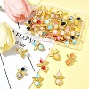 40Pcs 8 Colors Golden Alloy Glass Pendants PALLOY-FS00025-10