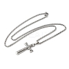201 Stainless Steel Crystal Rhinestone Religion Cross Pendant Necklaces LS-NJEW-H065-08P-2