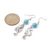 4 Pairs 4 Styles Synthetic Turquoise Beaded Dangle Earrings EJEW-JE05496-S-3