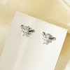 Brass Micro Pave Clear Cubic Zirconia Stud Earrings EJEW-R016-26P-11-2