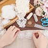 2 Styles Flower & Butterfly Organza Lace Trim with Resin Imitation Pearl Beads OCOR-PH0004-62-3
