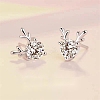 Anti-Tarnish 925 Sterling Silver with Moissanite Rhinestone Stud Earrings AJEW-U007-04P-2