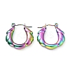 Ion Plating(IP) Rainbow Color 304 Stainless Steel Twist Rope Hoop Earrings for Women EJEW-G293-11M-1