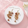 Natural Red Aventurine Chips Dangle Earrings EJEW-JE05266-06-3