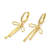 Bowknot Brass Micro Pave Clear Cubic Zirconia Hoop Earrings for Women EJEW-A040-02G-1