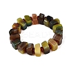 Natural Agate(Dyed & Heated) Square and Rondelle Resin Beaded Stretch Bracelets for Unisex BJEW-Q101-02C-2