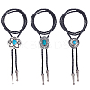 3Pcs 3 Styles Alloy Pave Resin Imitation Gemstone Flower Oval Pendant Bolo Tie Lariat Necklaces NJEW-CL0001-08-1