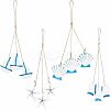12Pcs 3 Styles Mediterranean Style Natural Wood Pendant Ornaments AJEW-PH0001-55-1