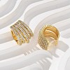 Clear Cubic Zirconia Multi Line Thick Cuff Earrings EJEW-R150-04G-2