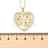 Brass Micro Pave Colorful Cubic Zirconia Tree of Life Heart Pendant Necklaces for Women NJEW-D311-01B-G-5