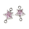 SHEGRACE Brass Pave Cubic Zirconia Star Connector Charms XGRQ2O212-441B-P-2