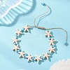 Adjustable Synthetic Turquoise Starfish Beads Braided Bead Bracelets for Women BJEW-JB13583-1