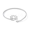 Non-Tarnish Hollow Out Lotus 304 Stainless Steel Open Cuff Bangles for Women LS-BJEW-G701-01P-2