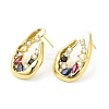 Colorful Cubic Zirconia Twist Teardrop Stud Earrings EJEW-H092-05G-1