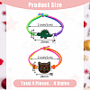4Pcs 4 Style Cat & Dinosaur Alloy Link Bracelets Set with Rubber BJEW-FI0001-55-2