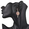 Flower with Cross 304 Stainless Steel Earrings Glass Seeds Leverback Earrings EJEW-MZ00507-02-2