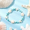 2Pcs Starfish & Turtle Synthetic Turquoise Beads Stretch Bracelets for Women BJEW-JB11921-4