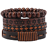 4Pcs 4 Styles PU Imitation Leather Braided Bracelets Sets BJEW-CL0001-13A-1
