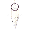 Wire Wrapped Natural Amethyst Chips Ring Hanging Ornaments HJEW-JM02371-06-1