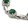 Rack Plating Brass Pave Cubic Zirconia Flat Round Links Bracelets for Women BJEW-H604-02P-01-3