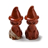 Natural Red Jasper Carved Healing Cat with Witch Hat Figurines DJEW-D012-07E-1
