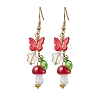 304 Stainless Steel Butterfly & Mushroom Dangle Earrings for Women EJEW-JE06235-3