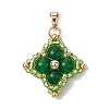 Dyed Natural Malaysia Jade & Glass Seed Beaded Woven Pendants PALLOY-MZ00365-01-1