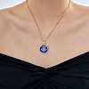 Brass Blue Enamel Evil Eye Pendant Dapped Chain Necklaces for Women Men BX0691-1-1