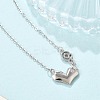 925 Sterling Silver Pave Clear Cubic Zirconia Heart Pendant Necklaces for Women NJEW-D315-04P-3