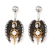 316 Stainless Steel Pave Clear Cubic Zirconia Curved Barbell Dangle Belly Rings AJEW-C044-02-4