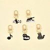 5Pcs Cat & Music Theme Alloy Enamel Pendant Decoration HJEW-FS00035-03-8