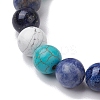 8.5mm Round Natural Lapis Lazuli & Howlite & Synthetic Turquoise & Blue Spot Jasper Bead Stretch Bracelets for Women BJEW-JB10944-05-3